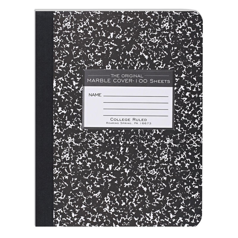 ROARING SPRING Hard Cover Composition Notebook, Black Marble Comp Book, 9.75â€³ x 7.5â€³, College-Ruled with Margin, 100 Sheets (200 Pages), Made in USA - Image 1